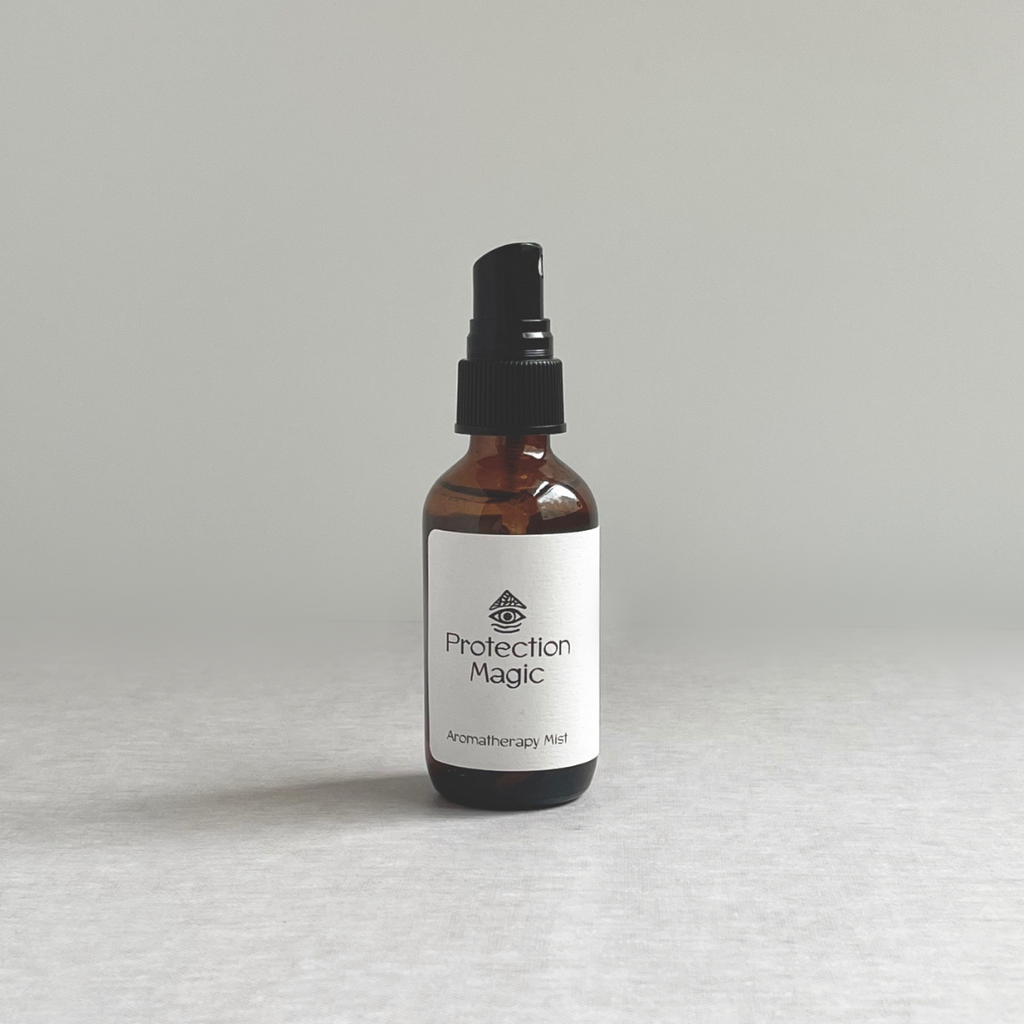 Species by the Thousands Protection Magic Aromatherapy spray in amber glass with white minimal label.